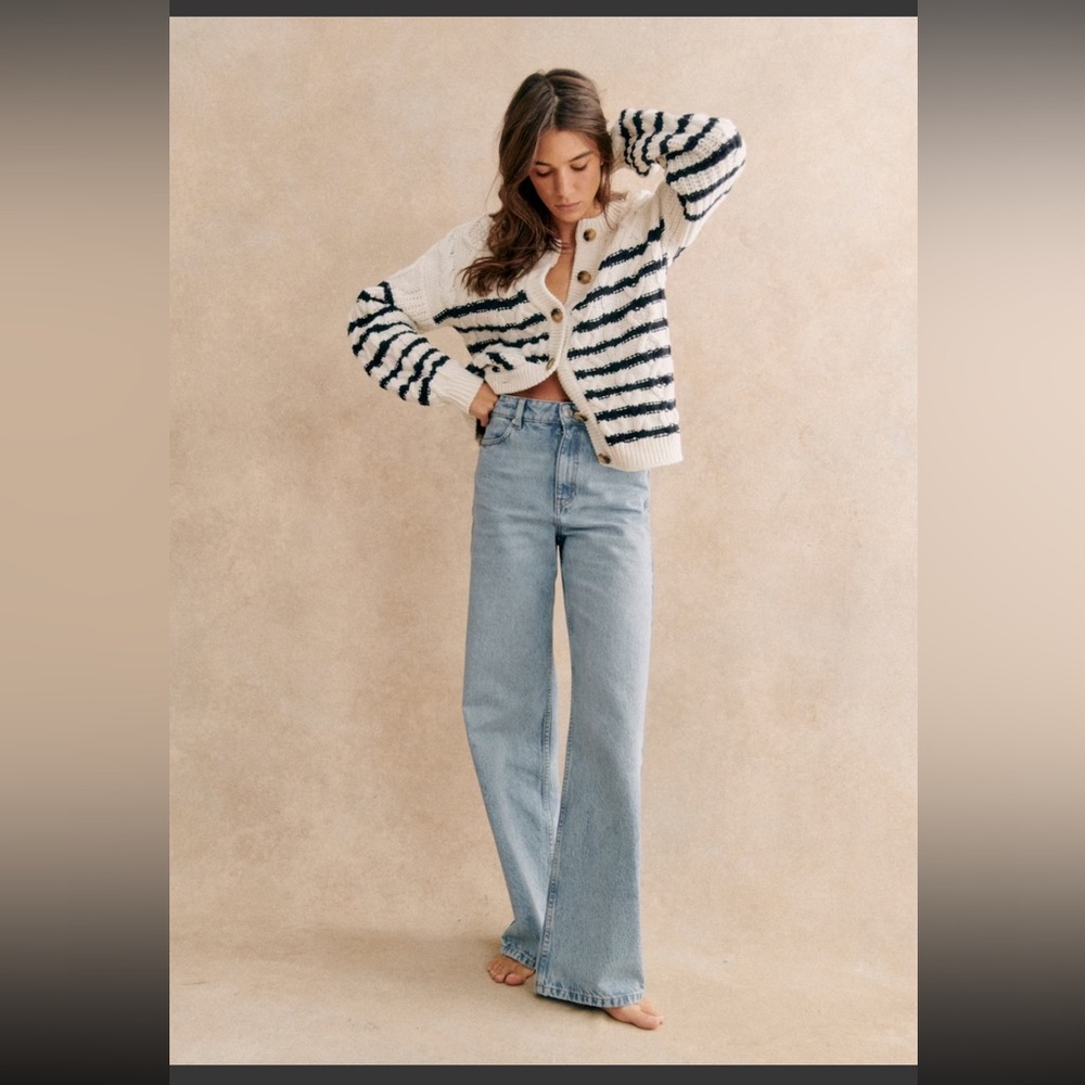 Sezane The Wide Leg Trousers Light Blue - Size 8